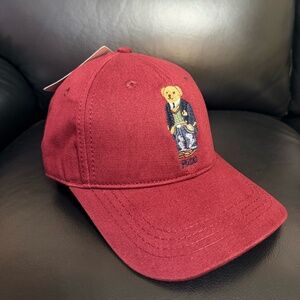 MEN'S POLO RALPH LAUREN RED CLASSIC BEAR TWILL BALL CAP UNISEX ONE SIZE HAT